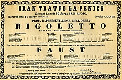 Premiere poster of Rigoletto