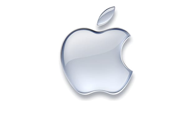 Transparent aqua Apple logo in the year 2001