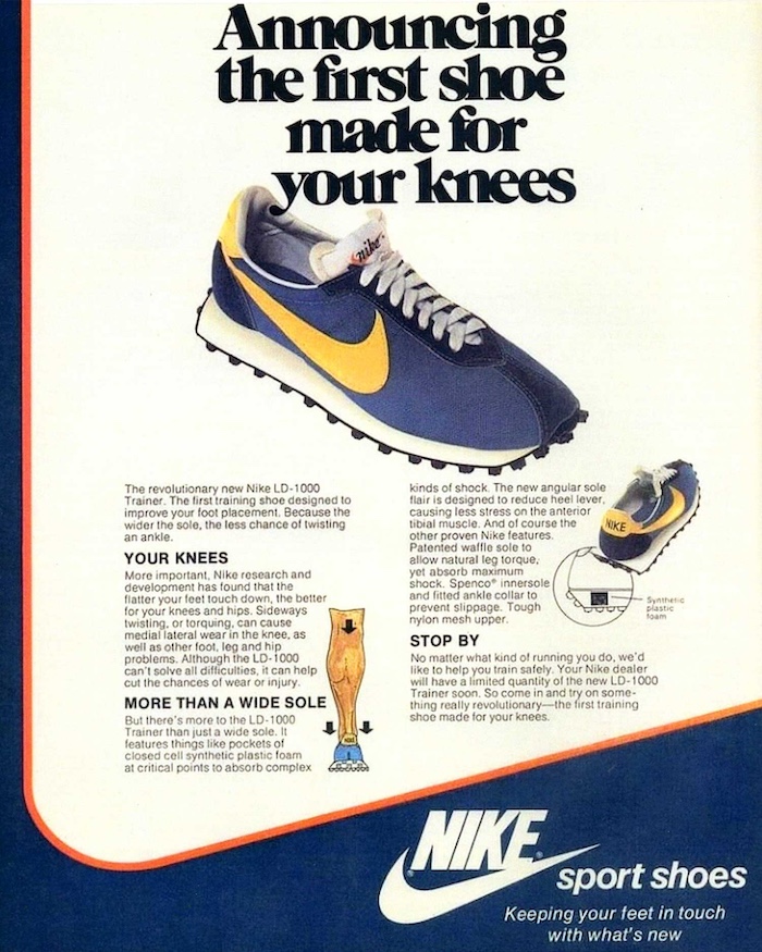 Ad for Nike shoe with Nike logo