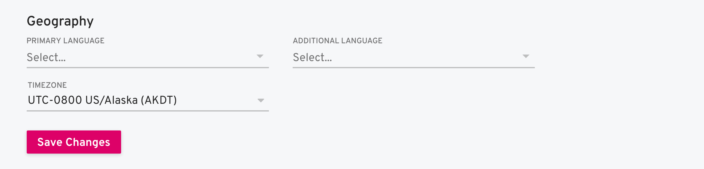 user account settings - geography
