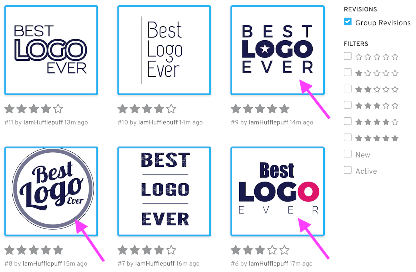 focus groups - selecting entries.