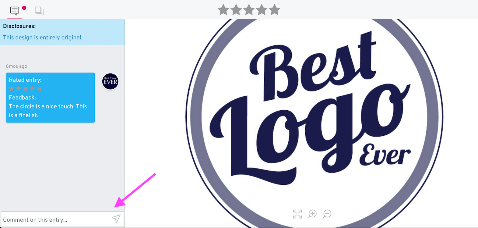 entry zoom view and comment field