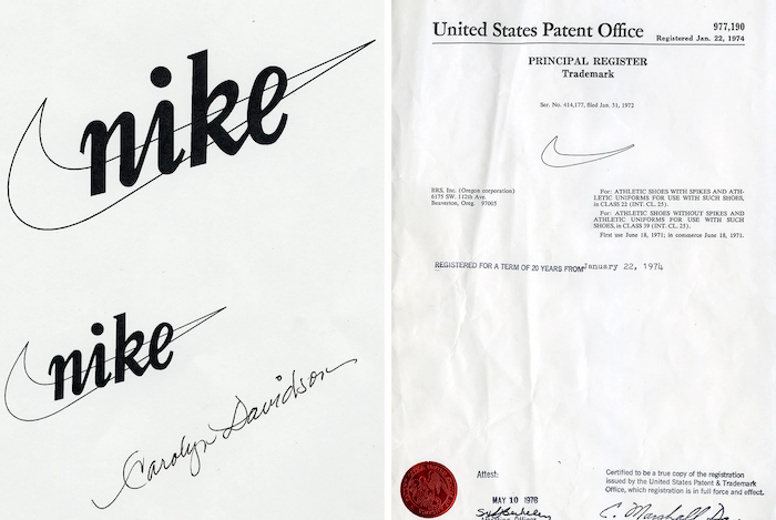 original Nike logo design and trademark