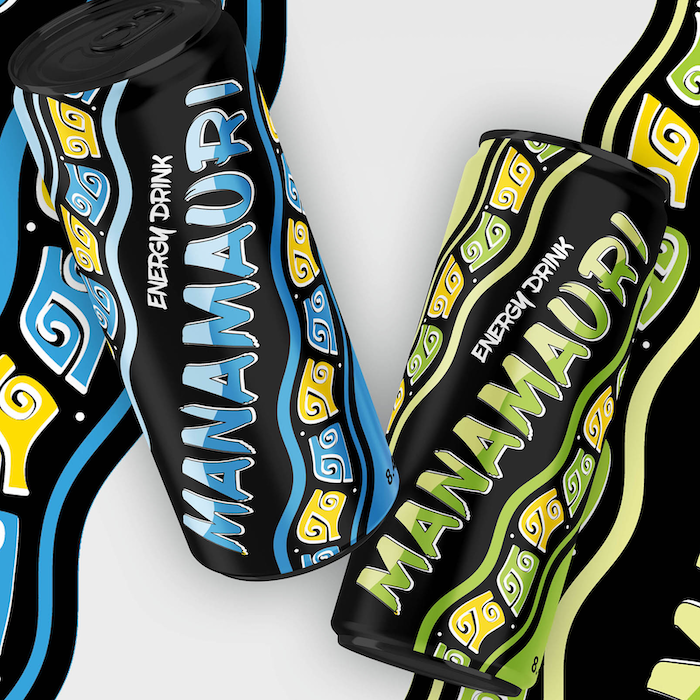 colorful and loud packaging design on beverage containers