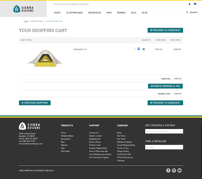 Sierra shopping cart