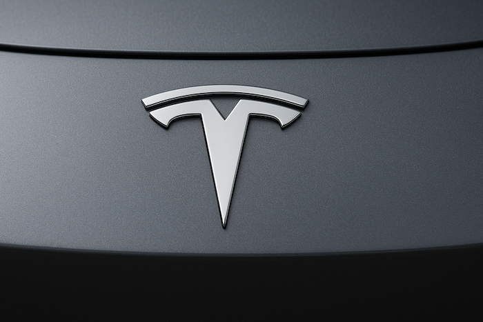 Tesla logo on a Model 3