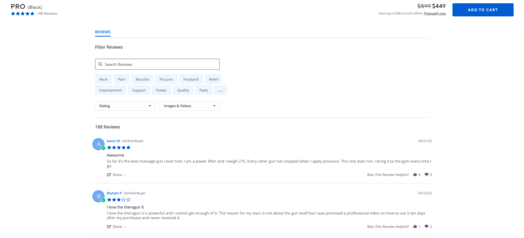 Therabody social proof