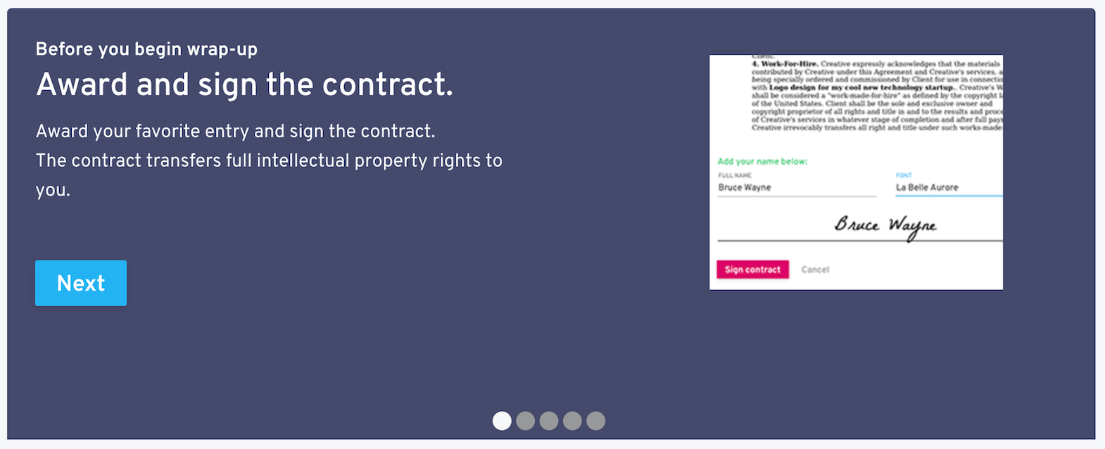 wrap-up client tour award and contract